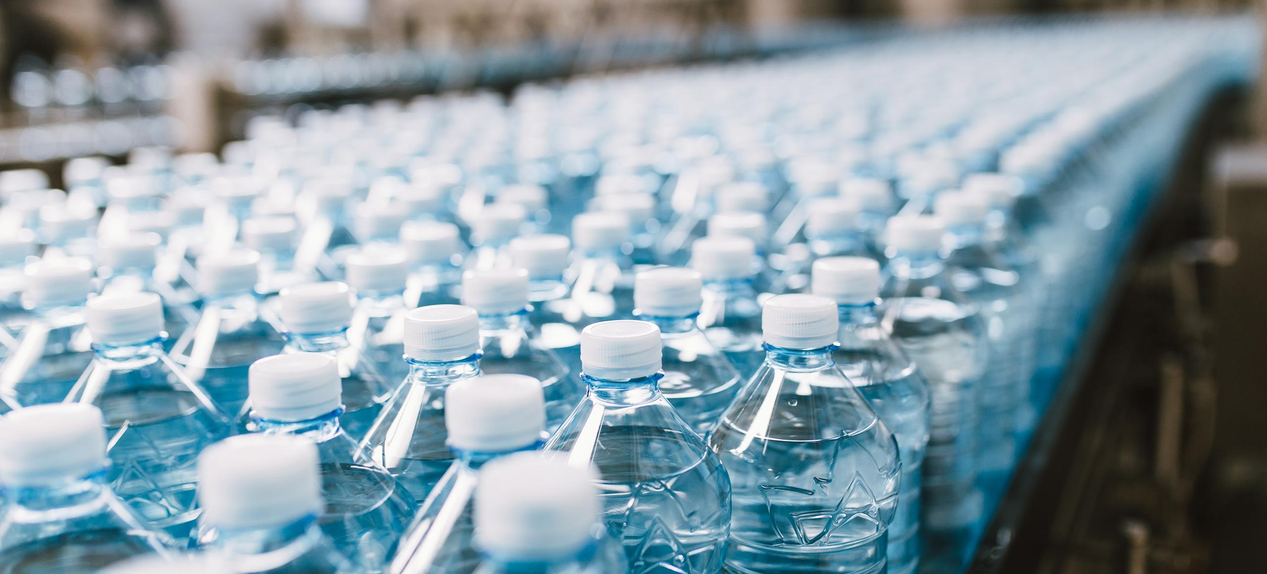 Plastic bottles on shelf