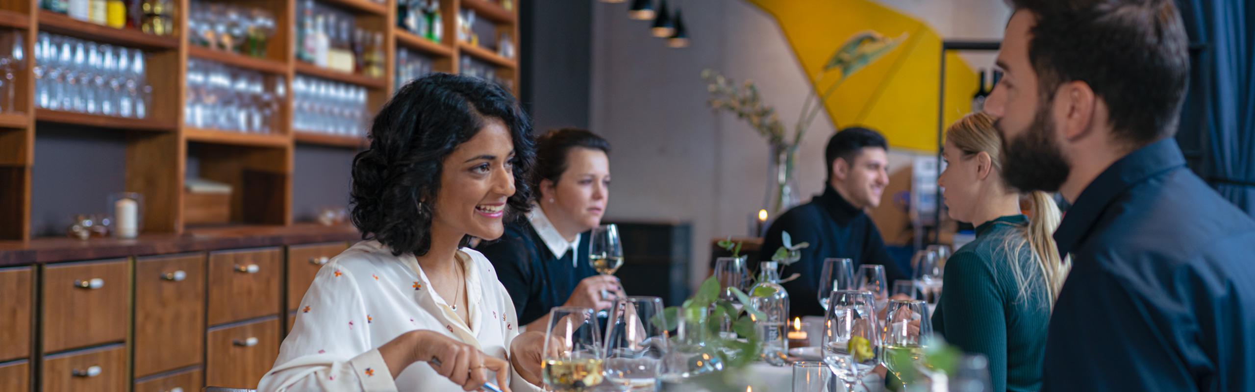 A couple having dinner in a restaurant