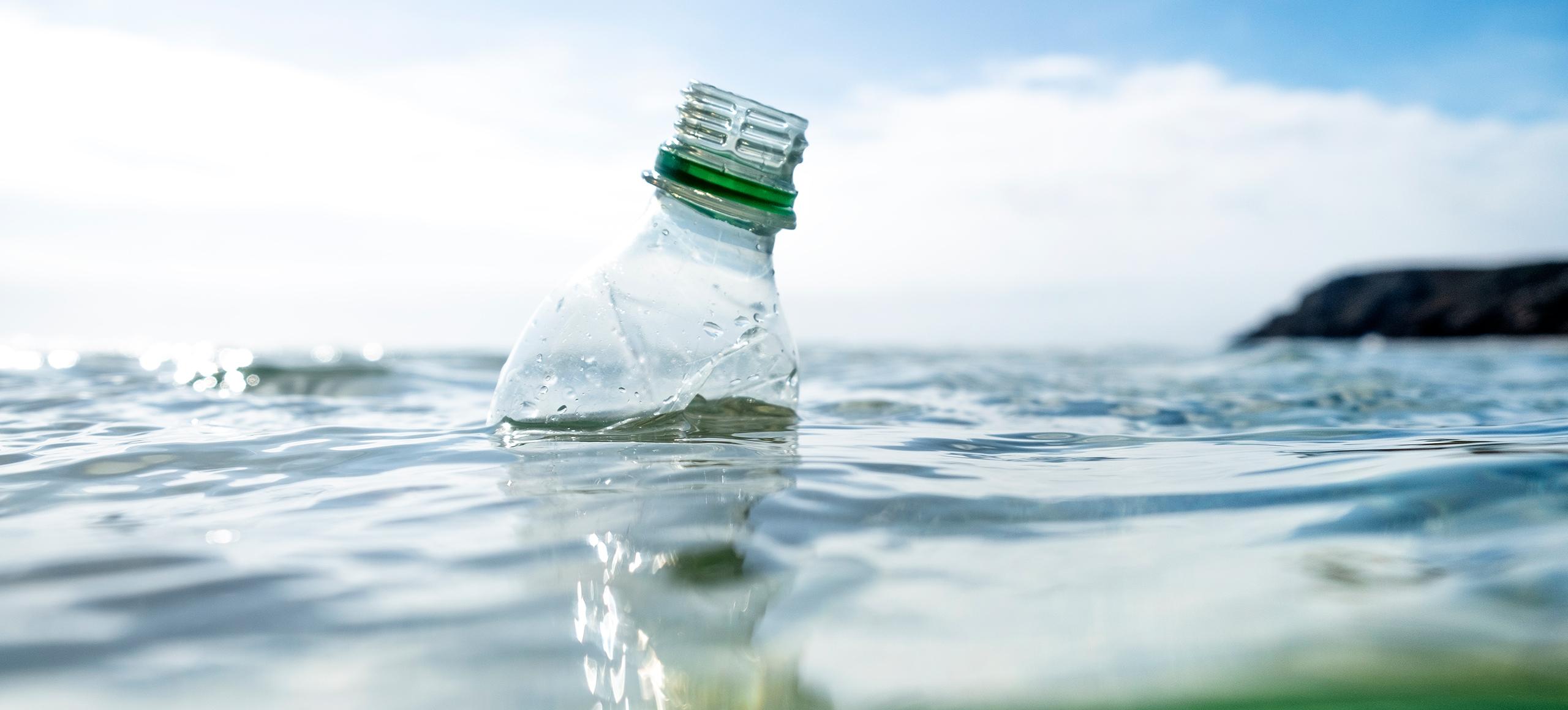 Plastic bottle in the sea