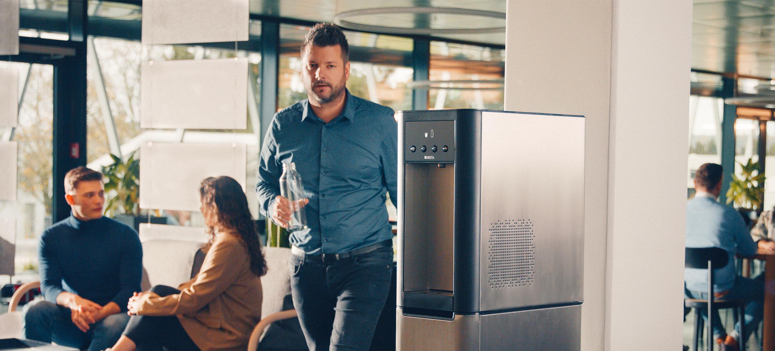 BRITA Top Pro water dispenser is located in a canteen.